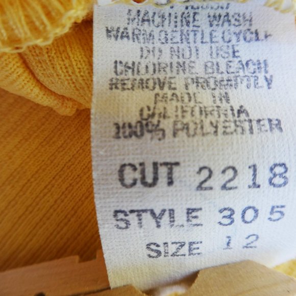 30W Vintage 70s Pants Yellow Ribbed Double Knit Polyester Pull On Front Crease - Picture 7 of 7